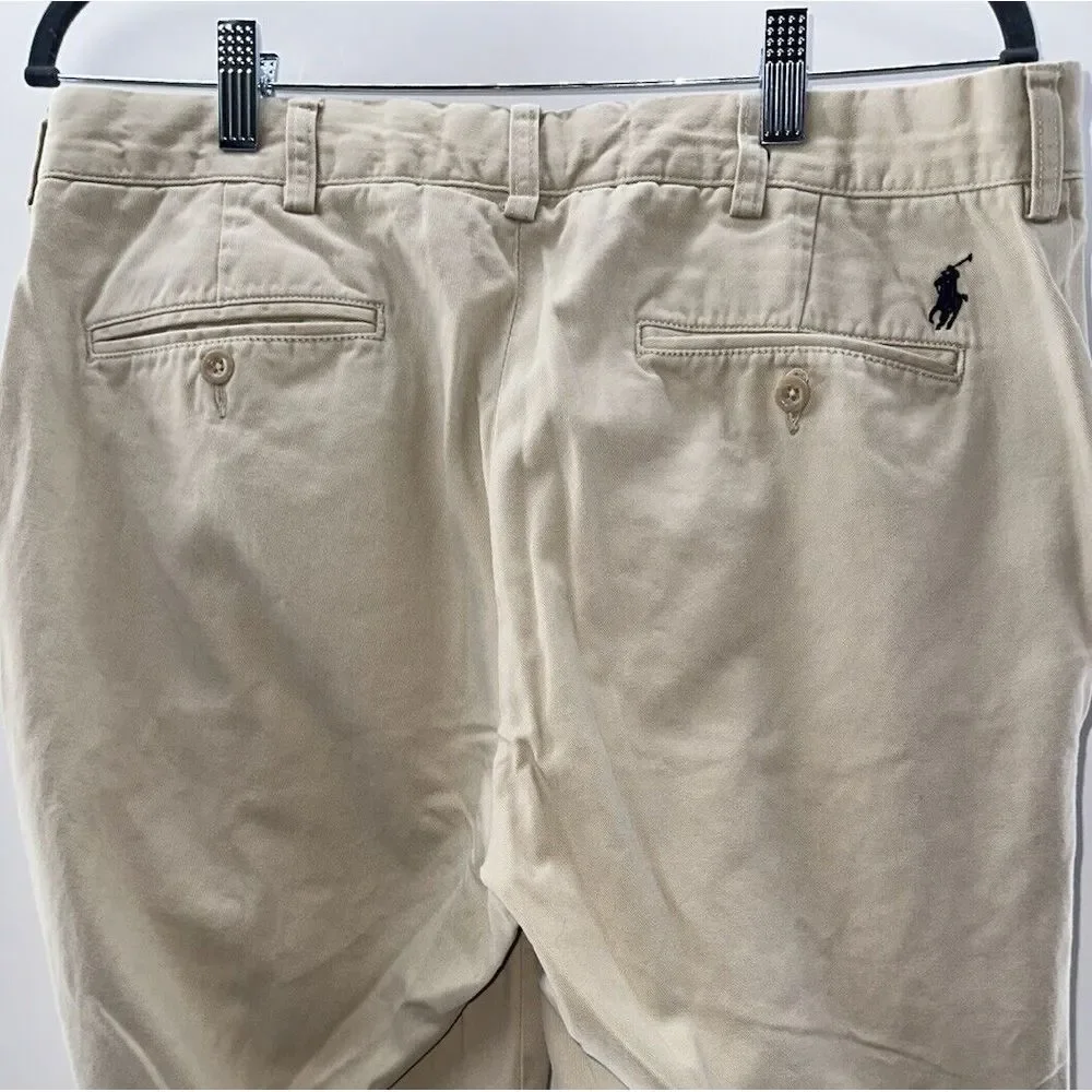 Polo Ralph Lauren Men's Khaki Chino Pants Size‎ 34x34 Flat Front Pony Logo